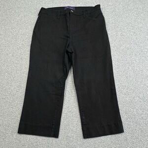 NYDJ‎ Lift Tuck Joni Relaxed Capri Jeans Womens 12P Black Stretch Denim USA